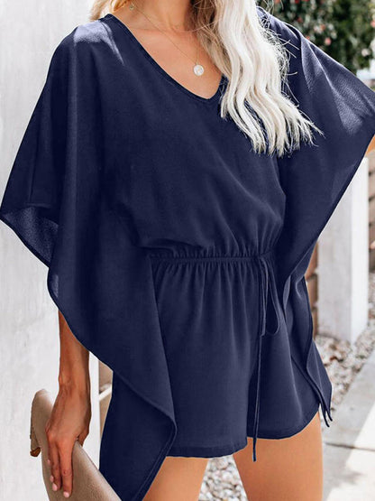 Rompers- Confidence Boosting: Grab Your Perfect Fit V-Neck Romper Jumpsuit Now!- - IndioGear Fashion and Gear