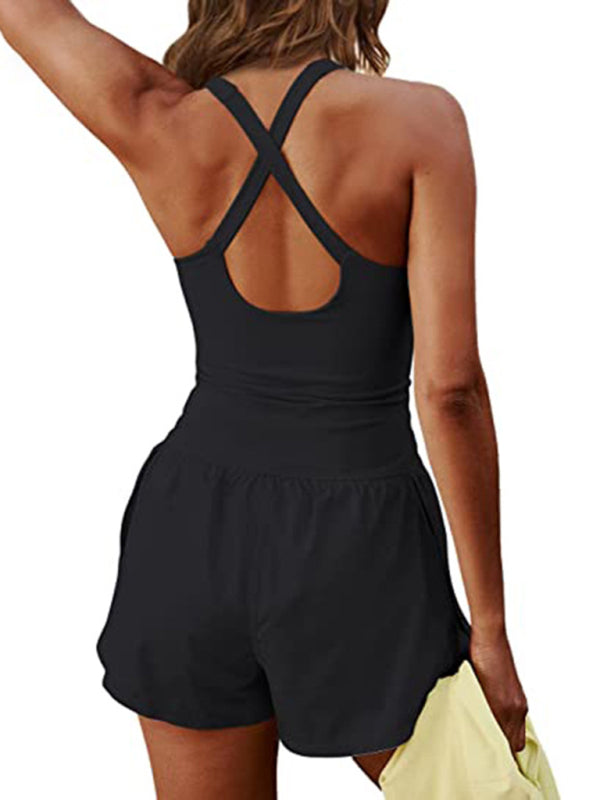 Rompers- Sleeveless Romper | Summer Sporty Playsuit- - IndioGear Fashion and Gear