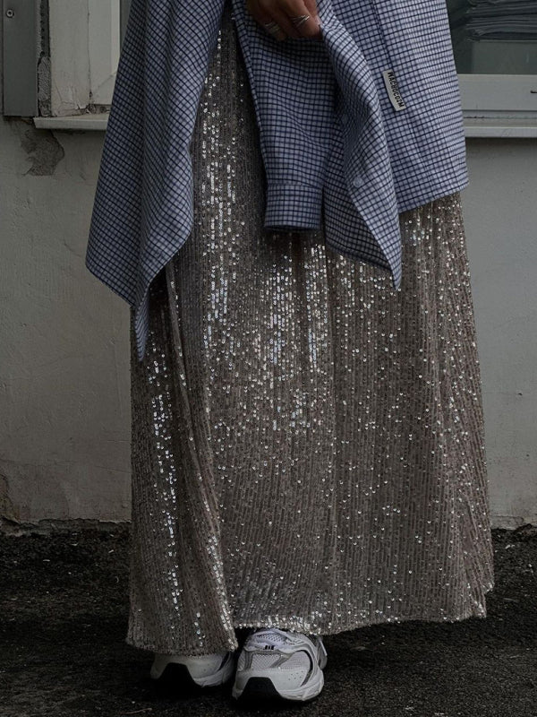 Sequined Skirt- Glitter Sequined Long Skirt- - IndioGear Clothing and Gear