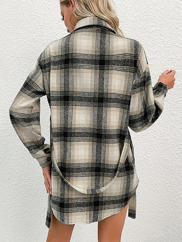 Shackets- Comfy Plaid Jacket - Trendy Shirt Long Shacket- - Pekosa Women Clothing