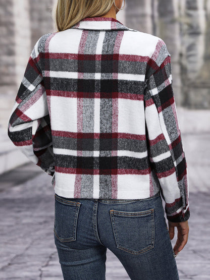 Cozy Plaid Crop Shirt Jacket - The Shacket