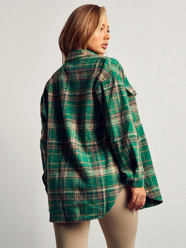 Autumn Wool blend Checked Shacket Plaid Shirt Jacket | Shirt Jackets | Pekosa Women Clothing