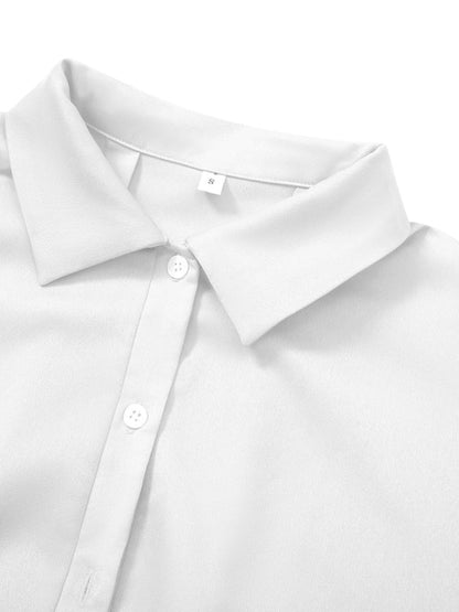 Shirts- Casual Elegance: Women's Short Sleeve Shirt with Button Closure- - IndioGear Fashion and Gear