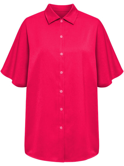 Shirts- Casual Elegance: Women's Short Sleeve Shirt with Button Closure- - IndioGear Fashion and Gear