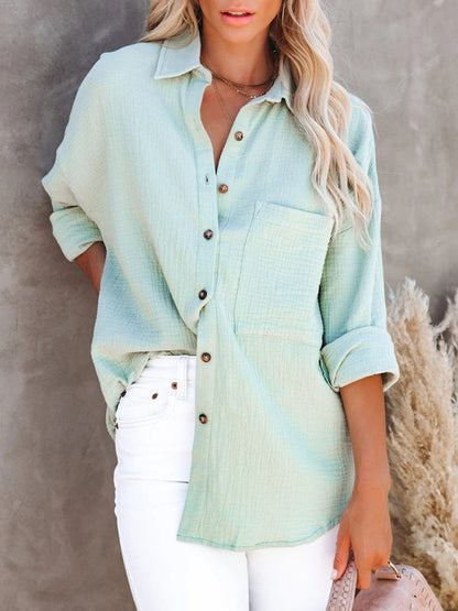 Shirts- Functional Fashion: Women's Short Sleeves Button Down Shirt - Pocketed- Green- IndioGear Fashion and Gear