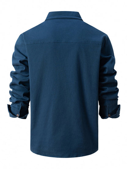 Men’s Distressed Cotton Roll-Up Sleeves Shirt