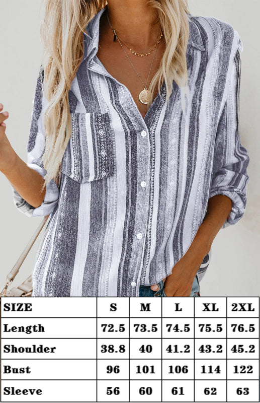 Shirts- Washed Stripes Button Down V-Neck Shirt- - IndioGear Fashion and Gear