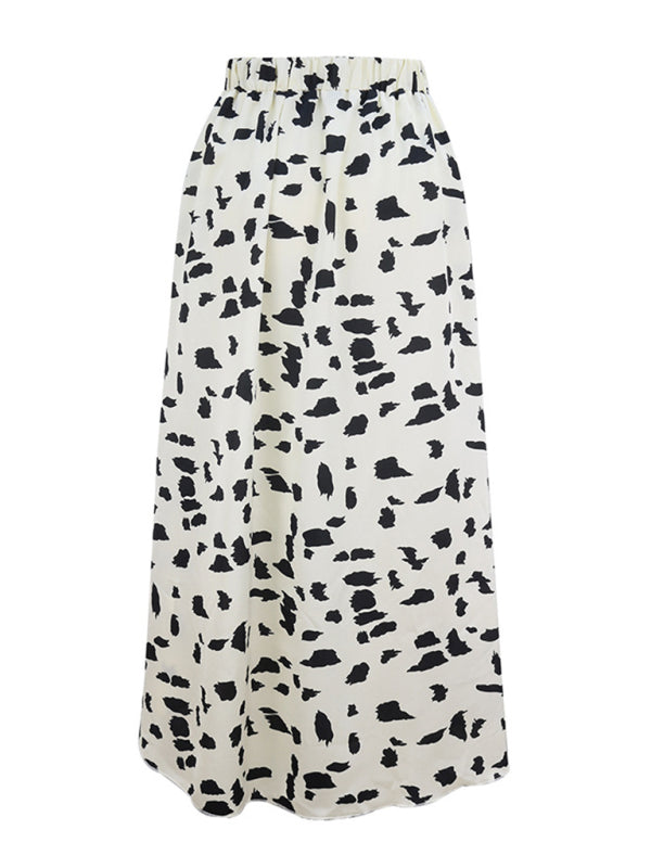 Skirt- Animal Print High-Low Midi Skirt with Asymmetrical Ruffle Hem- - IndioGear Fashion and Gear