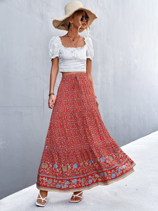 Skirt- Boho Chic Casual Floral Maxi Skirt for Women- - IndioGear Fashion and Gear