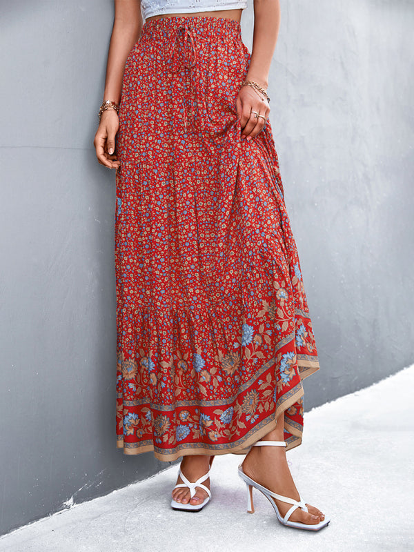 Skirt- Boho Chic Casual Floral Maxi Skirt for Women- - IndioGear Fashion and Gear