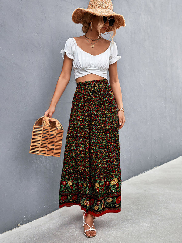 Skirt- Boho Chic Casual Floral Maxi Skirt for Women- - IndioGear Fashion and Gear