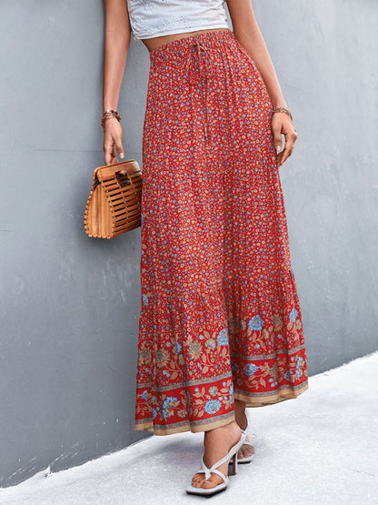 Skirt- Boho Chic Casual Floral Maxi Skirt for Women- - IndioGear Fashion and Gear