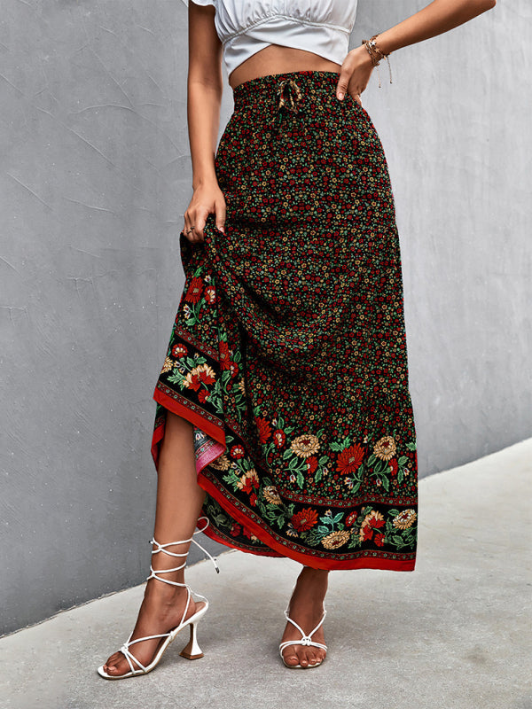 Skirt- Boho Chic Casual Floral Maxi Skirt for Women- - IndioGear Fashion and Gear