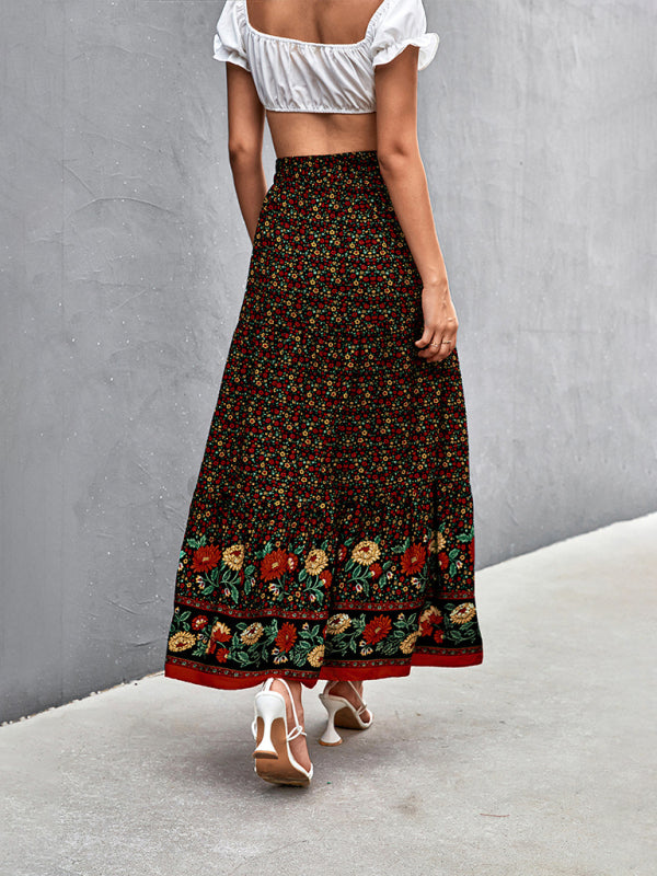 Skirt- Boho Chic Casual Floral Maxi Skirt for Women- - IndioGear Fashion and Gear