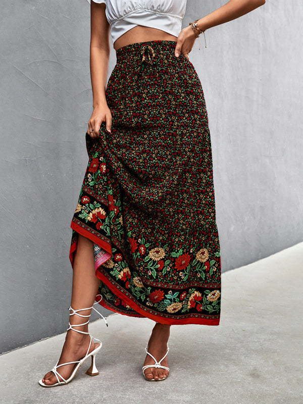 Skirt- Boho Chic Casual Floral Maxi Skirt for Women- - IndioGear Fashion and Gear