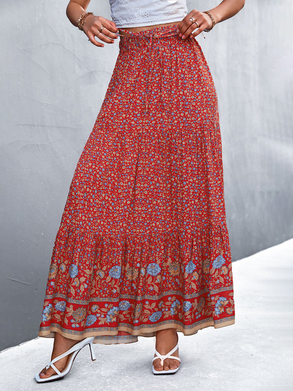 Skirt- Boho Chic Casual Floral Maxi Skirt for Women- - IndioGear Fashion and Gear