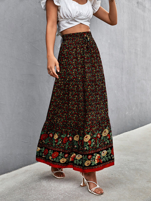 Skirt- Boho Chic Casual Floral Maxi Skirt for Women- - IndioGear Fashion and Gear