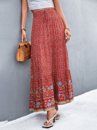 Skirt- Boho Chic Casual Floral Maxi Skirt for Women- - IndioGear Fashion and Gear