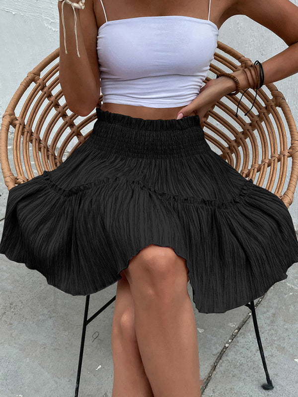 Skirt- Express Your Style: A-line Mini Skirt - Ruffle Trim & Easy Pairings- - IndioGear Fashion and Gear