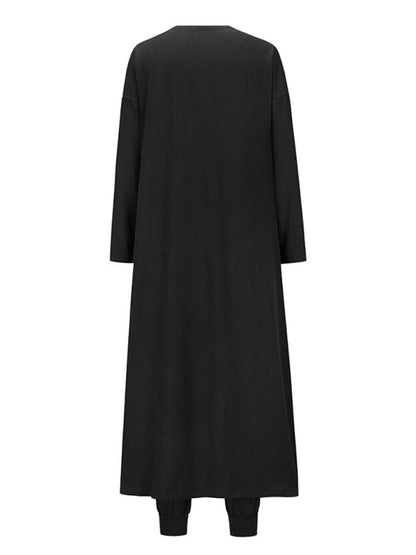 Sleepwear & Loungewear- Loungewear Set: Round Neck Tank Top + Tapered Trousers + Long Robe- - IndioGear Fashion and Gear