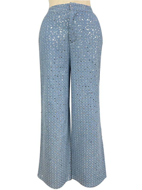 Pantalon de soirée en denim scintillant pour femmes