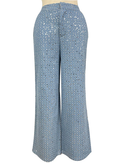 Pantalon de soirée en denim scintillant pour femmes