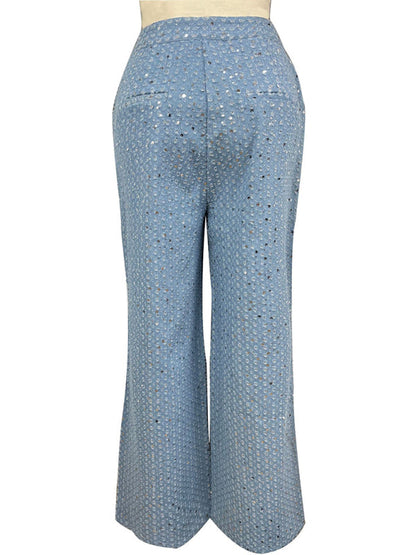 Pantalon de soirée en denim scintillant pour femmes