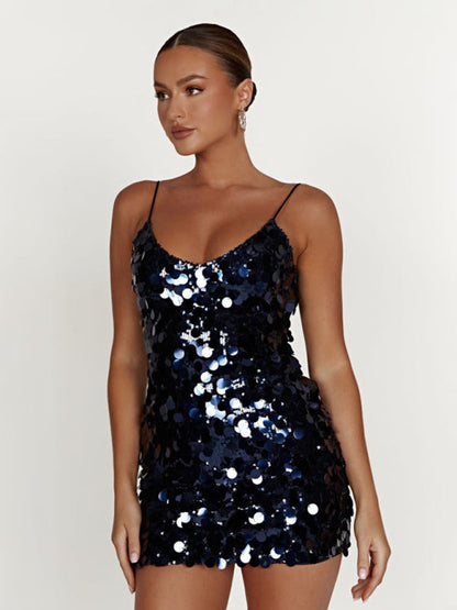 Sparkly Dresses- Sequined Disco Night Tube Mini Dress- - IndioGear Clothing and Gear