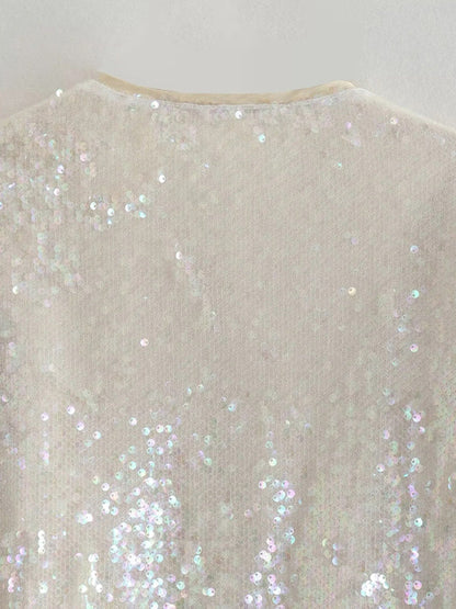 Sparkly Jackets- Glitter Sequined Zip-Up Bomber Jacket- - IndioGear Clothing and Gear