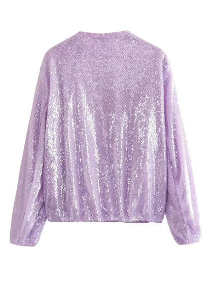 Sparkly Jackets- Glitter Sequined Zip-Up Bomber Jacket- - IndioGear Clothing and Gear