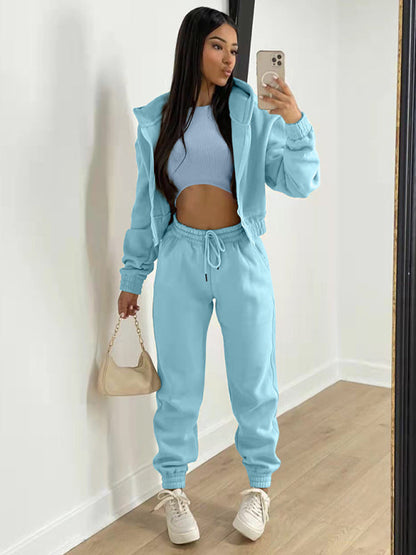 Sport Outfit-On-the-Go Casual 3-Piece Sweatpants, Hoodie, and Tank Top-Pekosa Women Clothing