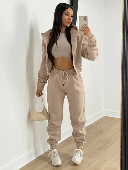 Sport Outfit-On-the-Go Casual 3-Piece Sweatpants, Hoodie, and Tank Top-Pekosa Women Clothing