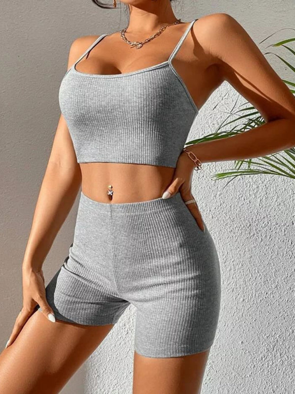 Sport Outfit- Ribbed Sport Outfit - 2 Piece Cami and Shorts- - IndioGear Fashion and Gear