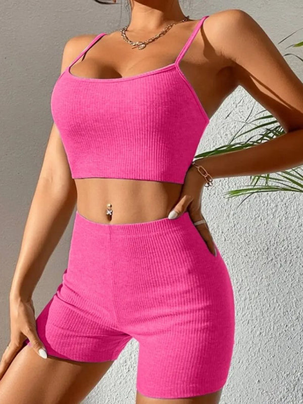 Sport Outfit- Ribbed Sport Outfit - 2 Piece Cami and Shorts- - IndioGear Fashion and Gear