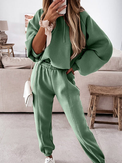 Sport Outfits- Lounge Sport Sweatpants and Hoodie in a Perfect 2-Piece Set- Green- IndioGear Clothing and Gear