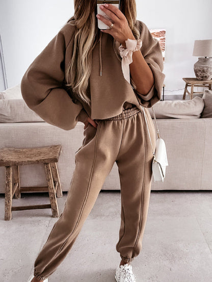 Sport Outfits- Lounge Sport Sweatpants and Hoodie in a Perfect 2-Piece Set- Khaki- IndioGear Clothing and Gear