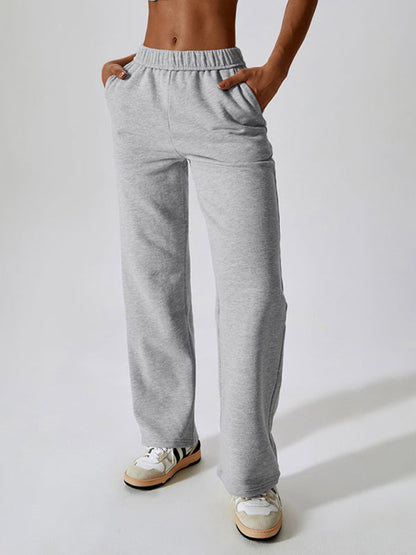 Sport Outfits- Solid Cotton Sporty Tracksuit Sweatpants- Misty grey- IndioGear Clothing and Gear