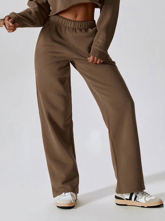 Sport Outfits- Solid Cotton Sporty Tracksuit Sweatpants- - IndioGear Clothing and Gear