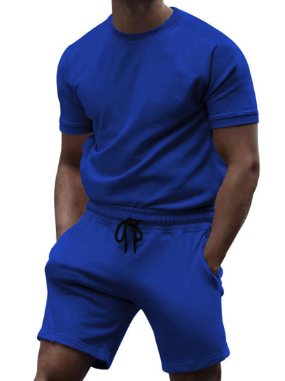 Summer Men’s 2-Piece Sport Set - Solid Tee & Shorts