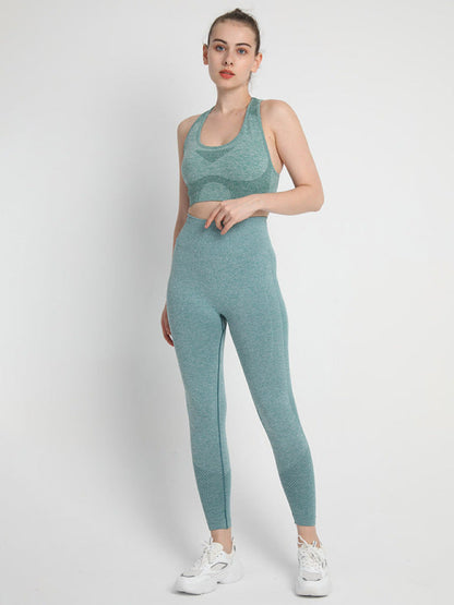 Sporty Set- Gradient Butt Lifting Leggings + Racerback Tank Top- - IndioGear Fashion and Gear