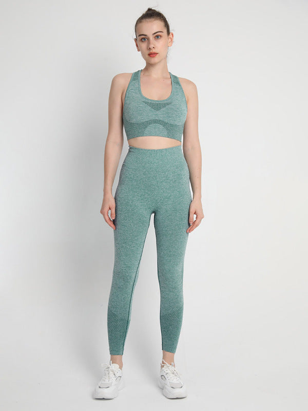 Sporty Set- Gradient Butt Lifting Leggings + Racerback Tank Top- - IndioGear Fashion and Gear