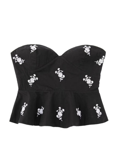 Strapless Peplum Tube Top in Summer Floral Embroidery