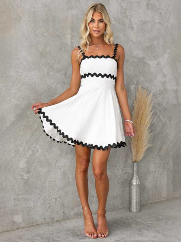 Summer Dresses- Essential A-Line Cami Dress with Ric-Rac Trim- - IndioGear Fashion and Gear