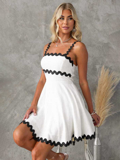 Summer Dresses- Essential A-Line Cami Dress with Ric-Rac Trim- - IndioGear Fashion and Gear