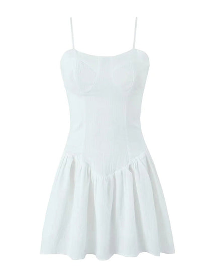 Summer Dresses- Solid Drop-Waist Fit & Flare Cami Mini Dress- - IndioGear Fashion and Gear