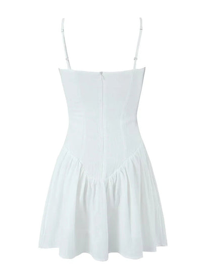 Summer Dresses- Solid Drop-Waist Fit & Flare Cami Mini Dress- - IndioGear Fashion and Gear