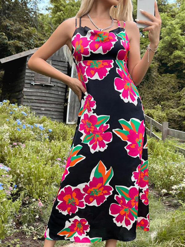 Robe mi-longue à imprimé floral d'été pour les événements de jour 