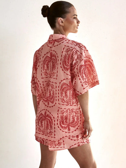 Summer Outfits- Tropical Summer 2-Piece Vacation - Button-Up Shirt and Shorts- - IndioGear Fashion and Gear