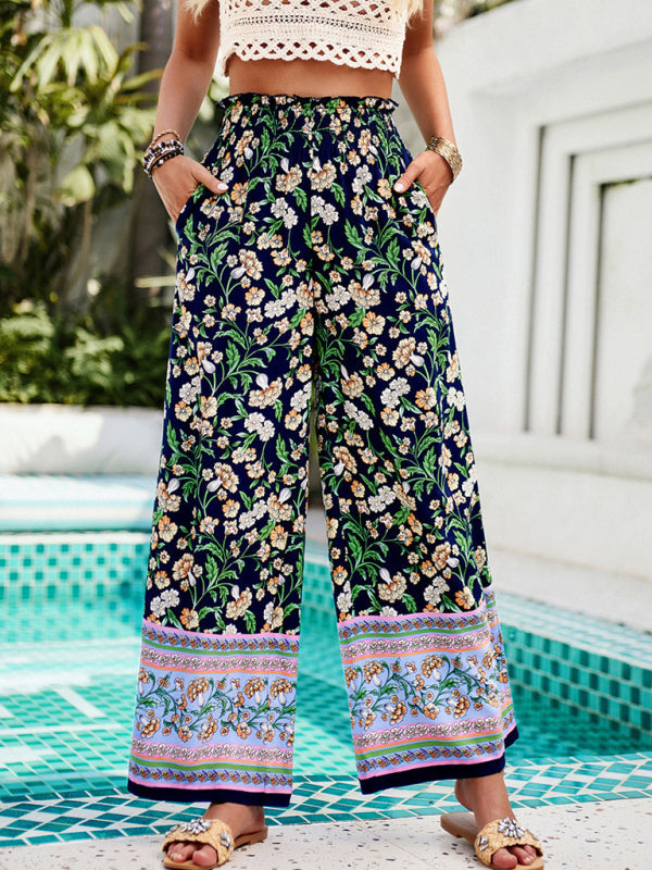 Floral High Rise Wide-Leg Lounge Palazzos Pants for Summer