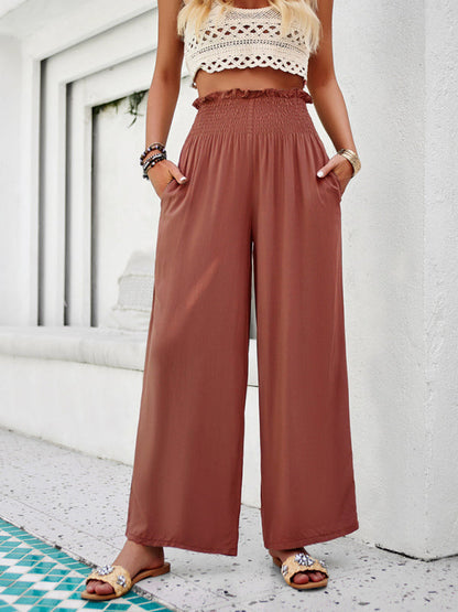 Solid Palazzo - High-Waist Wide-Leg Pants for Summer Lounging